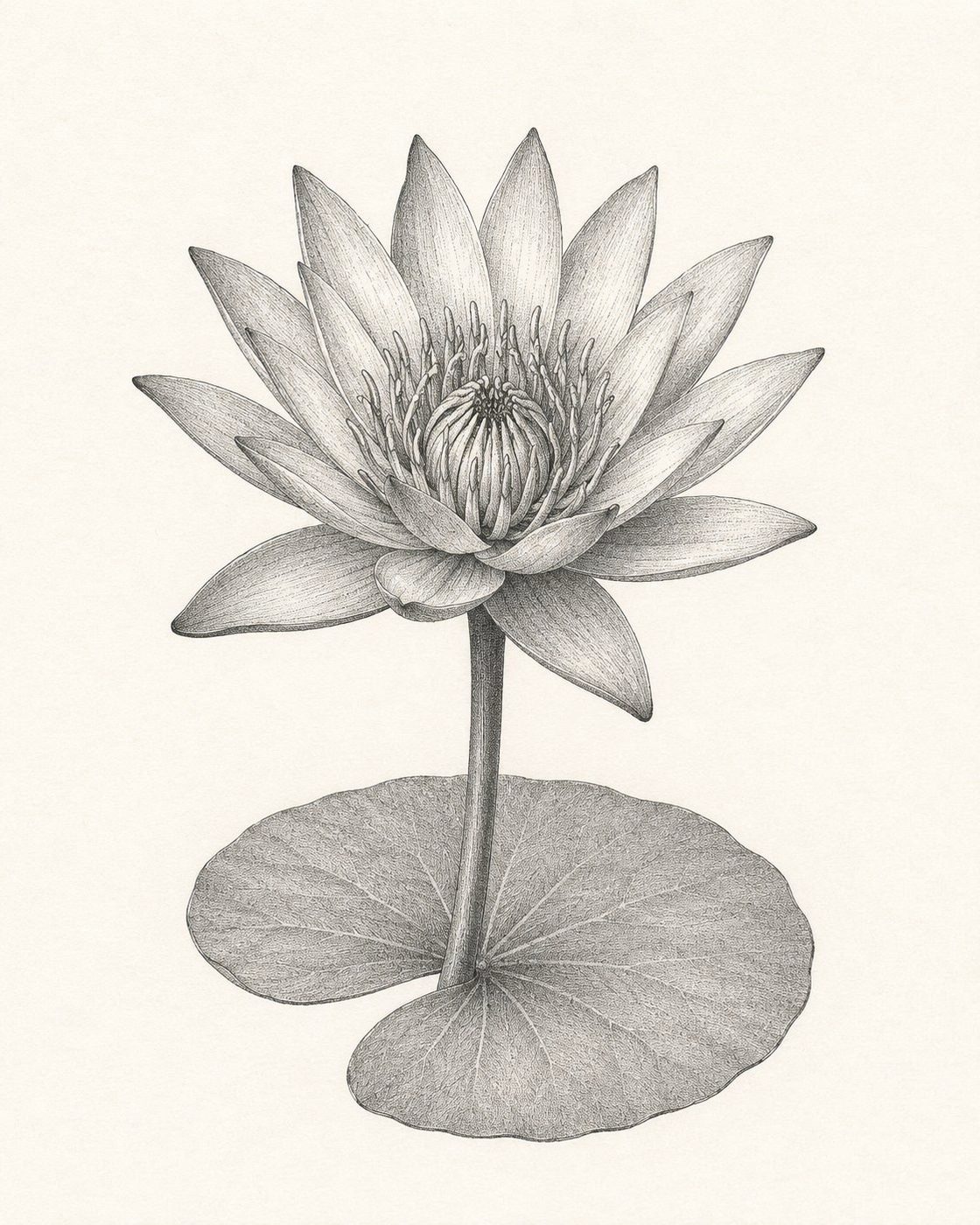 Vintage lotus engraving