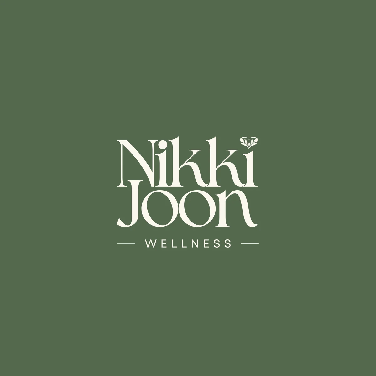 Stacked cream wordmark lockup on brand green